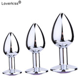 3 Piece Stainless Steel Jeweled Butt Plug Set